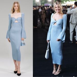 Brand new tags attached Self Portrait Lurex Knit Midi Dress baby blue